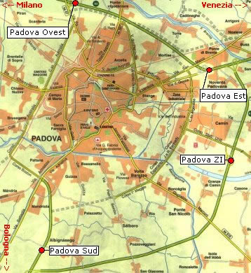 mappa Padova area